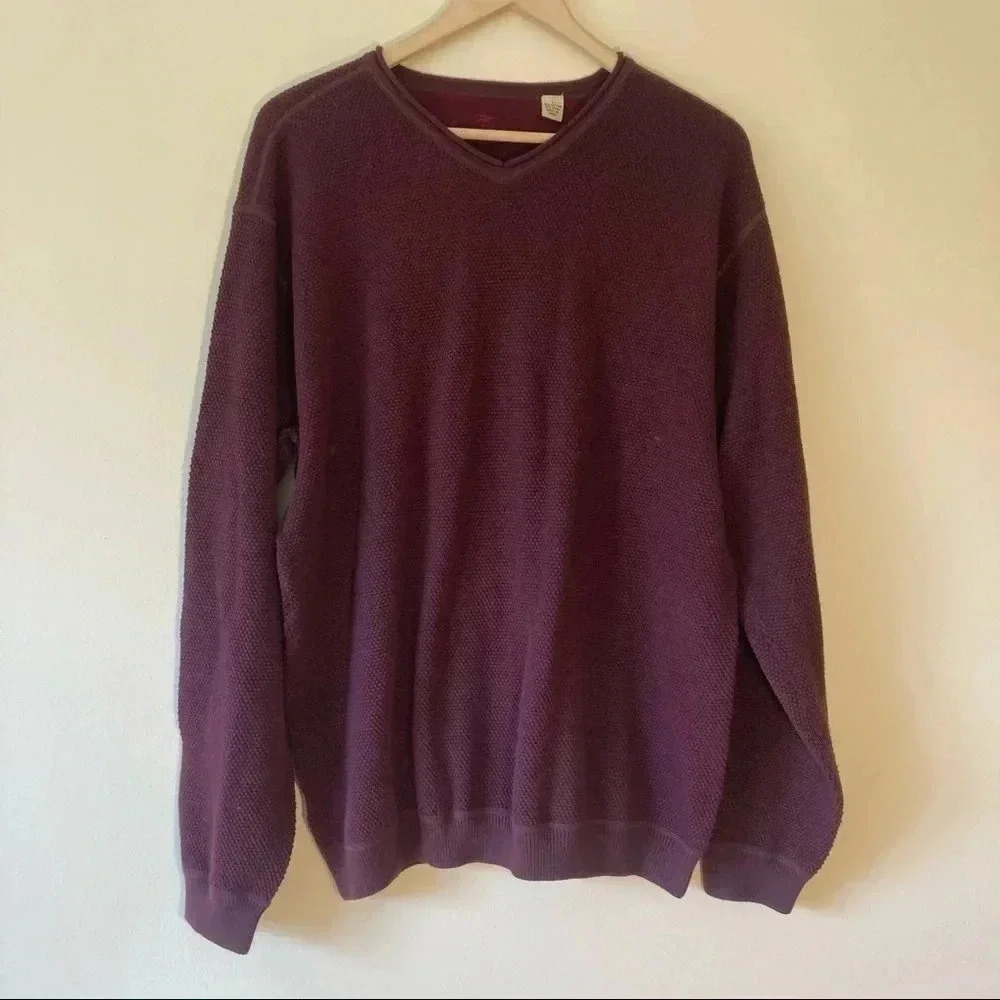 Tommy Bahama cotton wool  burgundy v neck sweater